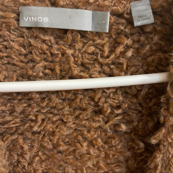 Vince Teddy Long Open-Front Cardigan Dark Camel - Picture 7 of 11